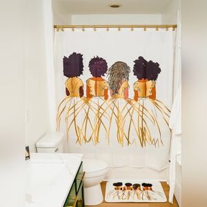Fabric Shower Curtain/Mat 2-PC Set NEW!! Bathroom Chic/Style/ Royal White